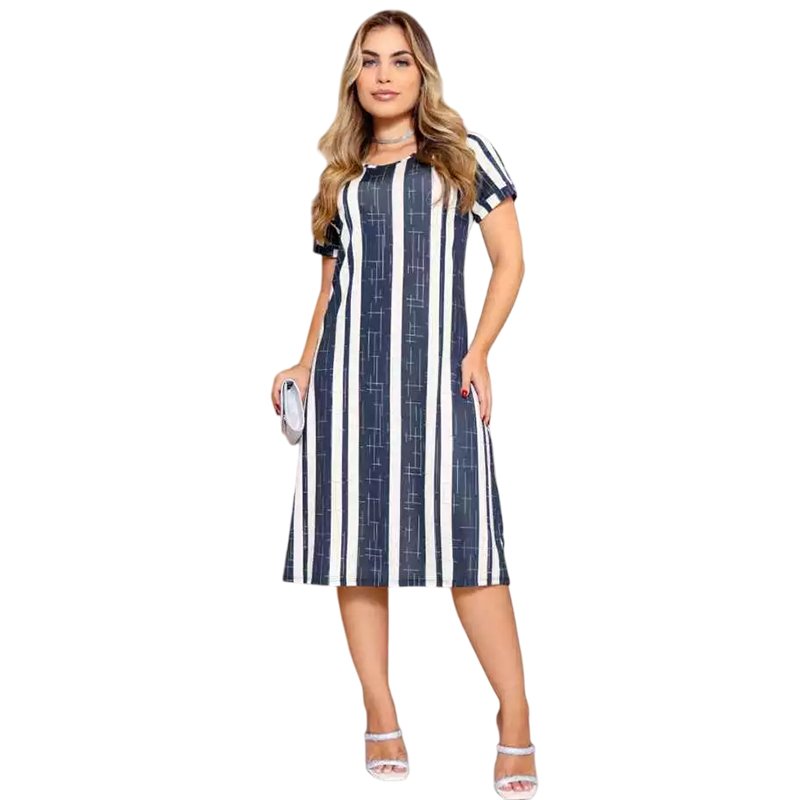 Vestido Midi Feminino Senhoras Malha Fria Excelente Para Dia a Dia