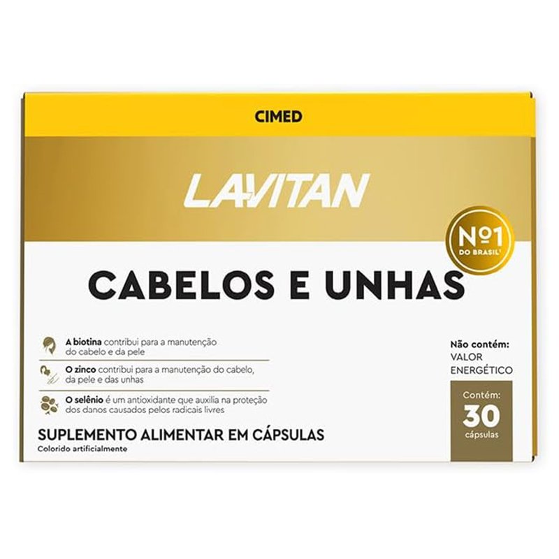 Vitaminas Cabelos e Unhas, Dourados, Lavitan, 30 cápsulas