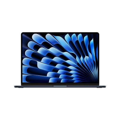 Apple 2024 MacBook Air (de 15 polegadas, Processador M3 da Apple com CPU 8‑core e GPU 10‑core, 16GB Memória unificada, 256 GB) – Meia-Noite
