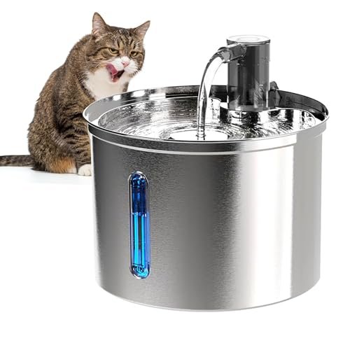 Bebedouro Fonte Água 3L Filtro Silenciosa Inox Para Gatos Cães Filtragem Automática, Fonte de água para Gatos-Janela de Nível de Água, Bivolt