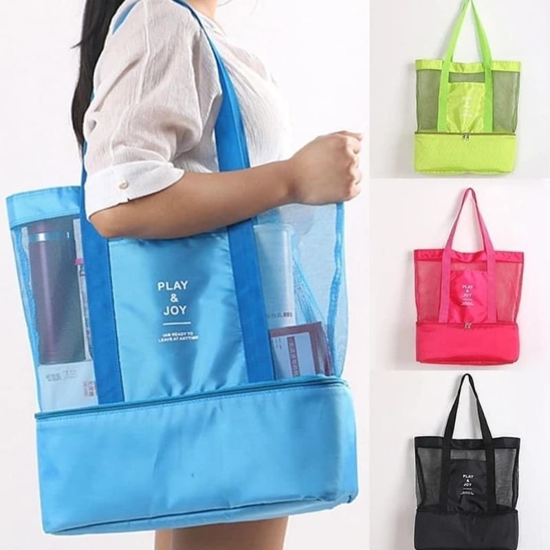 Bolsa Praia Rede com Compartimento Térmica Ombro