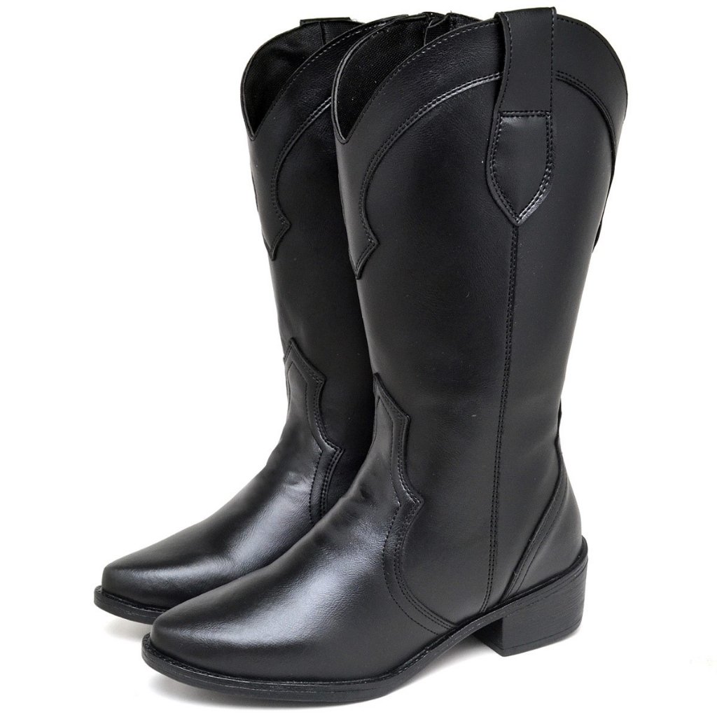 Bota Country Dubuy Feminina Western Cano Medio Preto Fosco
