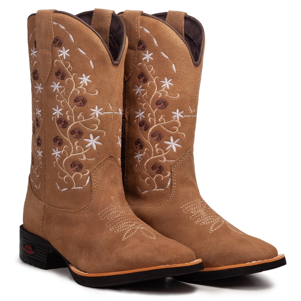 Bota Feminina Country Texana Em Couro Com Zíper Boiadeira Maravilhosa Impacto Country