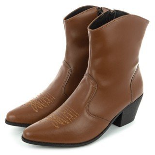 Bota Feminina Texana Bico Fino Cano Curto Salto Grosso