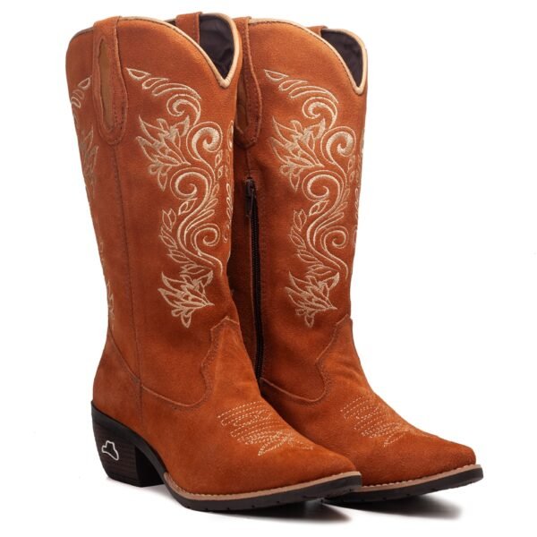 Bota Feminina Texana Cowboy Em Couro Montaria Rodeio Boiadeira Lançamento Impacto Country