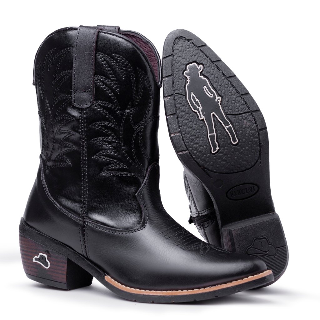 Bota Feminina Western Texana Country Em Couro Lançamento Impacto Country