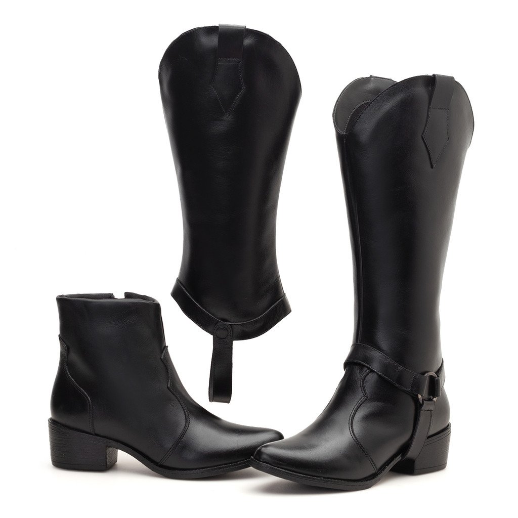 Bota Montaria Cano Longo Couro Legítimo Original 2 Tamanhos Cano Removível Conforto Versatilidade