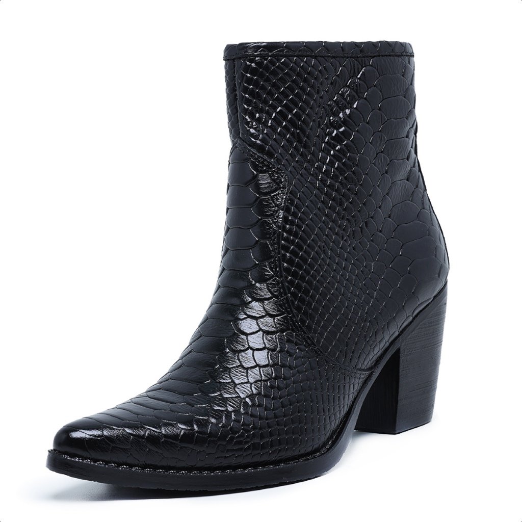 Bota Texana Feminina Bico Fino Country Cano Curto Couro Legitimo