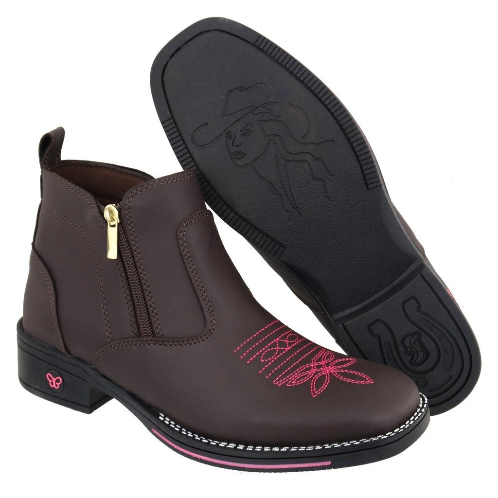 Bota Texana Feminina Cano Curto Bico Quadrado Super Conforto