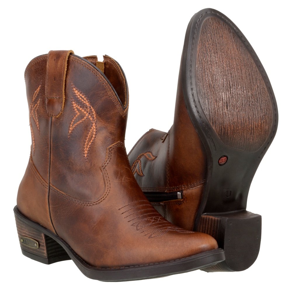 Botinha Feminina Cano Curto com Bordado Estilo Country
