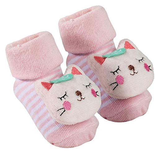 Buba Meias Antiderrapantes Com Chocalho Gatinho Rosa
