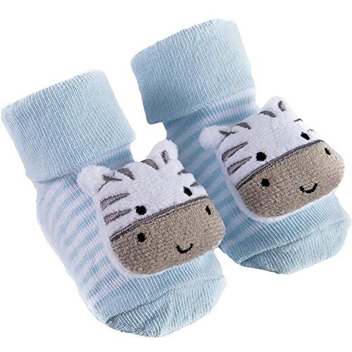 Buba Meias Antiderrapantes Com Chocalho Zebrinha Buba Azul 6-12 Meses