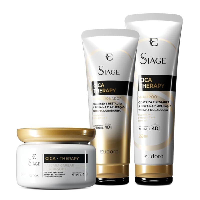 Cica Therapy: Shampoo 250ml + Condicionador 200ml + Máscara Capilar 250g Combo Siàge