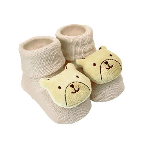 Clingo Pantufa Com Chocalho Urso Bege Bege