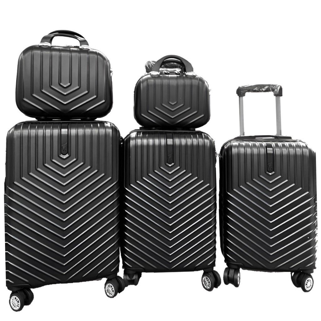 Conjunto 3 Malas De Bordo Viagem e 2 Frasqueira Nacional Internacional Com 4 Rodas Duplas 360º Com Trava De Encaixe, Cadeado Embutido, Divisório Interno, Extensor Extra
