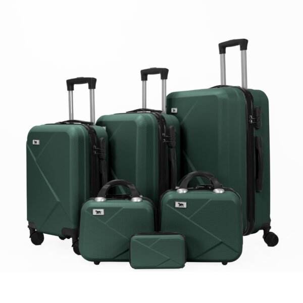 Conjunto 6 Malas de Viagem Rigida Cadeado Rodinha 360 de Silicone Grande Media Pequena Frasqueira