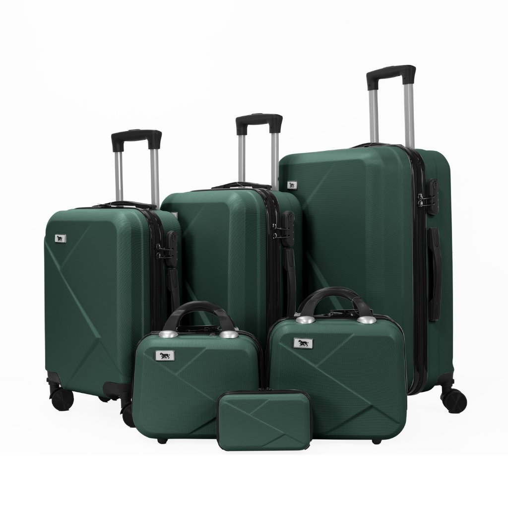 Conjunto 6 Malas de Viagem Rigida Cadeado Rodinha 360 de Silicone Grande Media Pequena Frasqueira