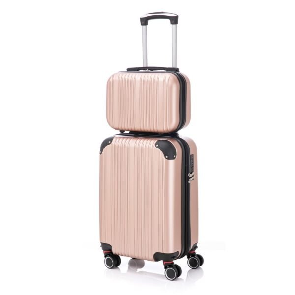 Conjunto Mala De Viagem 10KG E Frasqueira Ziper Extensível Roda Dupla 360° TSA WZ06