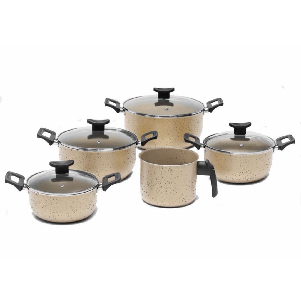 Conjunto Panela Caçarolas Antiaderente Teflon Tampa De Vidro 5 Peças