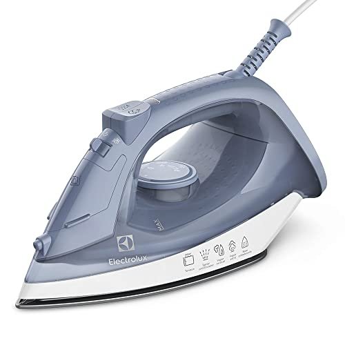 Ferro de Passar Seco E Vapor Electrolux Base Antiaderente Vapor Vertical Extra 1200W Cabo 1,35m Azul ESI10 127V