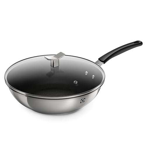 Frigideira Wok Aço Inox Antiaderente Electrolux 28cm c/ Tampa