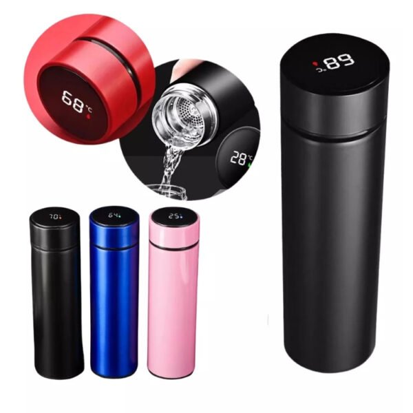Garrafa Térmica Inteligente Sensor De Temperatura Digital Led Café Água Quente Gelado 500ML