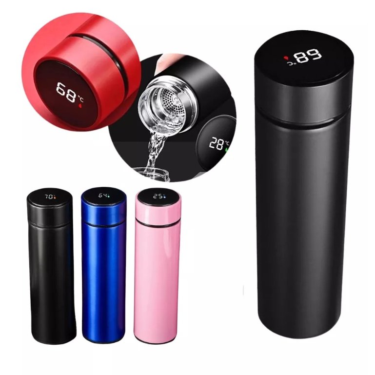 Garrafa Térmica Inteligente Sensor De Temperatura Digital Led Café Água Quente Gelado 500ML