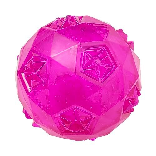 Jambo Pet, Bola TPR Diamond, Com Efeito Sonoro, Ideal Para Cães, Flexível e Macio Para a Mordida, Reduz Estresse, Tamanho e Cores Sortidas (Pequeno, Rosa)