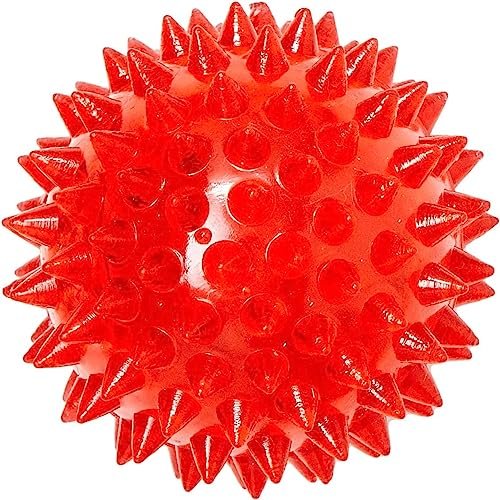Bolinha Para Cachorro Com Espinhos Macios Grande Com Som Ideal Para Atividade Física, Facilita A Limpeza Dental E Fortalecimento Da Gengiva, Diversas Cores (Vermelho) JAMBO PET