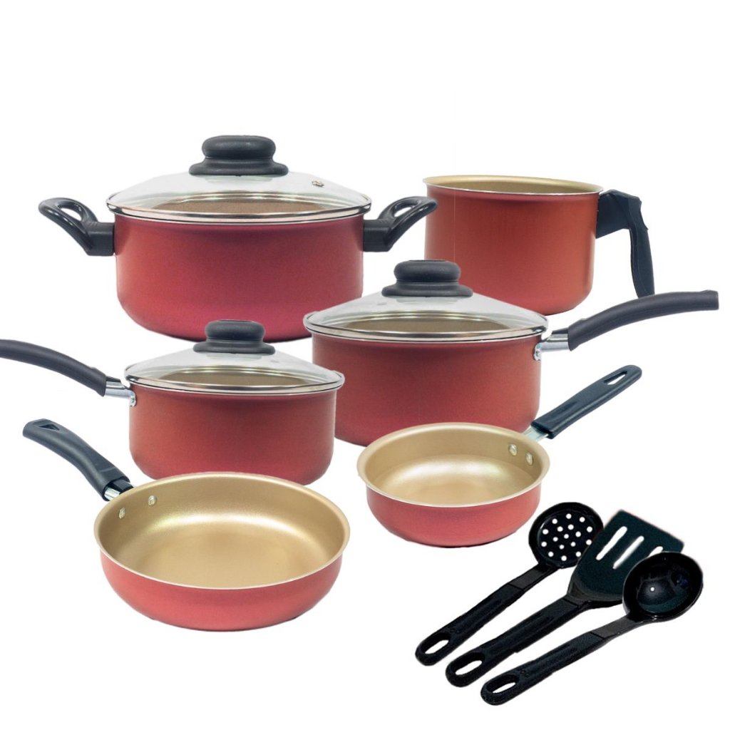 Jogo de Panelas Kit 9 Peças Antiaderente Tampa Vidro Teflon