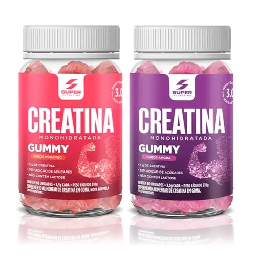 Kit 2 Creatinas Super Gummy Sabor Amora e Morango