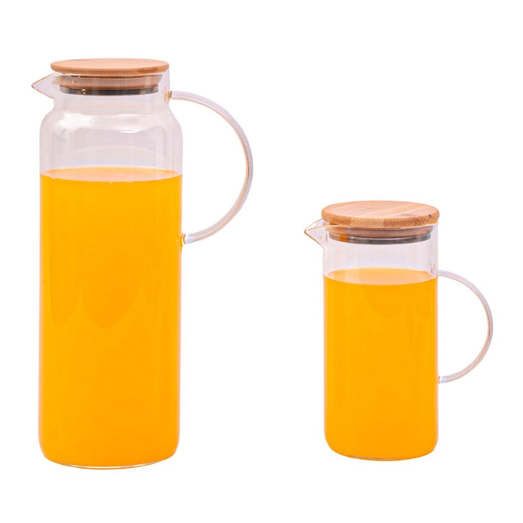 Kit 2 Jarras de Vidro Borossilicato Suco com Tampa de Bambu – Oikos