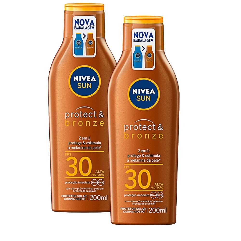 Kit 2 Protetor Solar Nivea Sun Protect & Bronze FPS 30 Loção 200ml