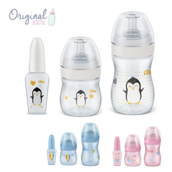 Kit 3 Mamadeiras Lillo Evolution Primeiros Passos com Chuquinha 50/150/240 ml Bico Redondo
