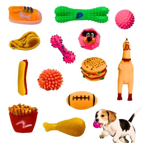 Kit 5 Brinquedo para Filhote Mordedor para cachorros Bolinha Pet Galinha Sonoro