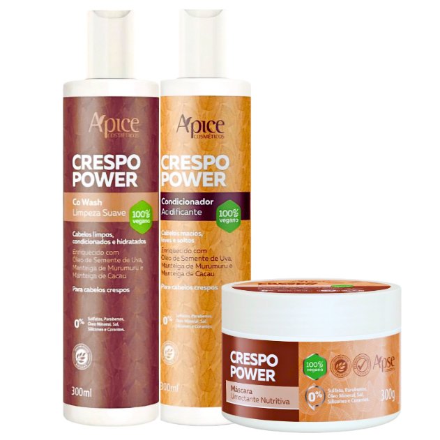 Kit Apse Crespo Power – Co Wash + Condicionador + Mascara
