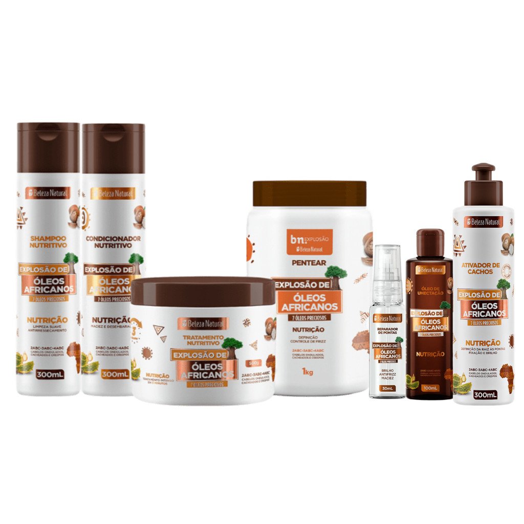 Kit Beleza Natural Linha Completa Explosão de Óleos Africanos bn Cachos