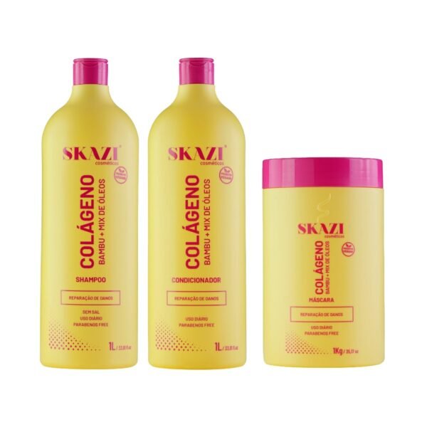 Kit Colageno Shampoo + Condicionador 01L + Mascara Hidratante 1kg