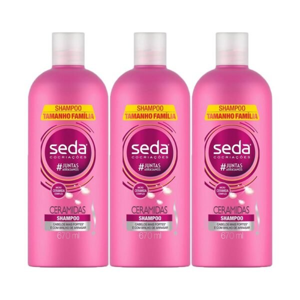 Kit com 3 Shampoos Seda Cocriações Ceramidas 670ml Tamanho Família