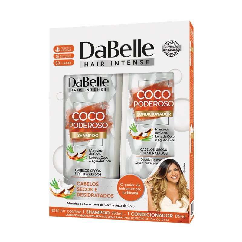 Kit DaBelle Hair Intense Coco Poderoso Shampoo 250ml + Condicionador 175ml