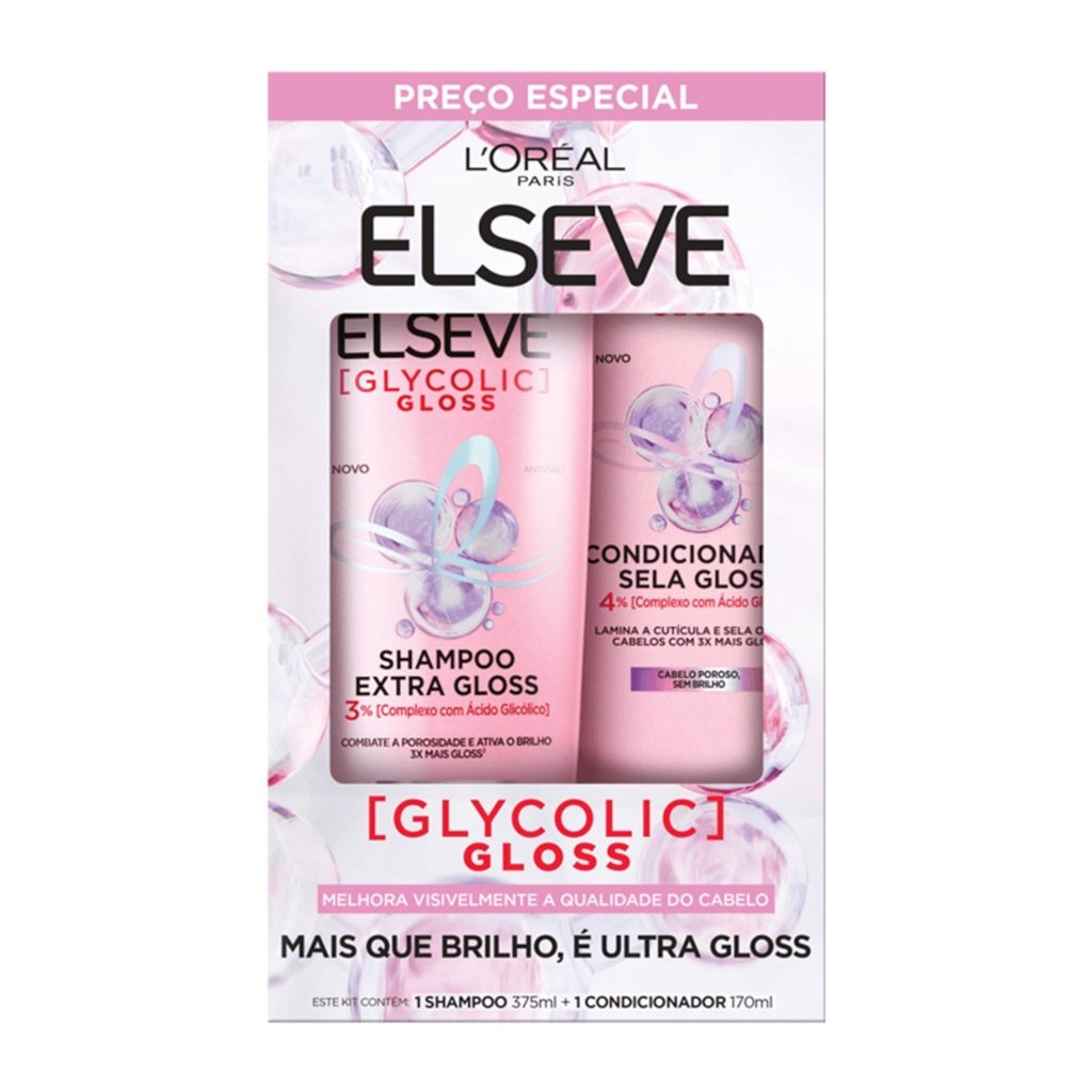 Kit Elseve 1 Shampoo Glycolic 375ml + 1 Condicionador 170ml Loreal