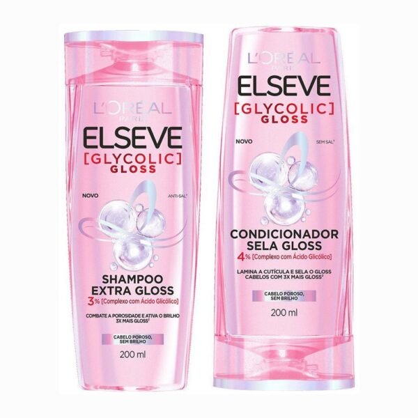 Kit Elseve Glycolic Gloss Shampoo Extra Gloss 200ml + Condicionador Sela Gloss 200ml L'Oréal Paris