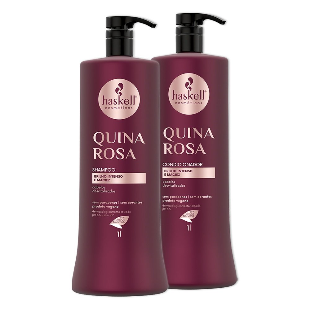 Kit Haskell Quina Rosa Shampoo e Condicionador 1 Litro