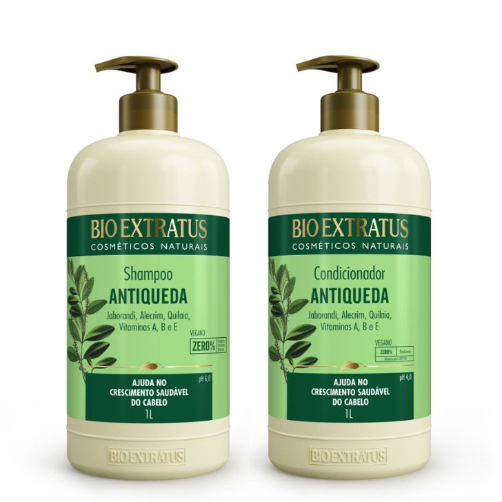Kit Jaborandi Shampoo e Condicionador Bio Extratus – 1L Antiqueda e Crescimento
