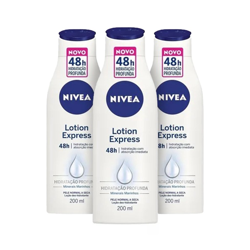 Loção Hidratante Lotion Express Pele Normal Seca 200ml – 3 Unidades KIT NIVEA