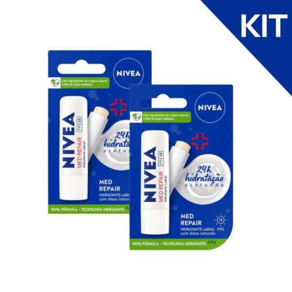 KIT NIVEA Protetor Labial Med Repair FPS15 4,8g - 2 unidades