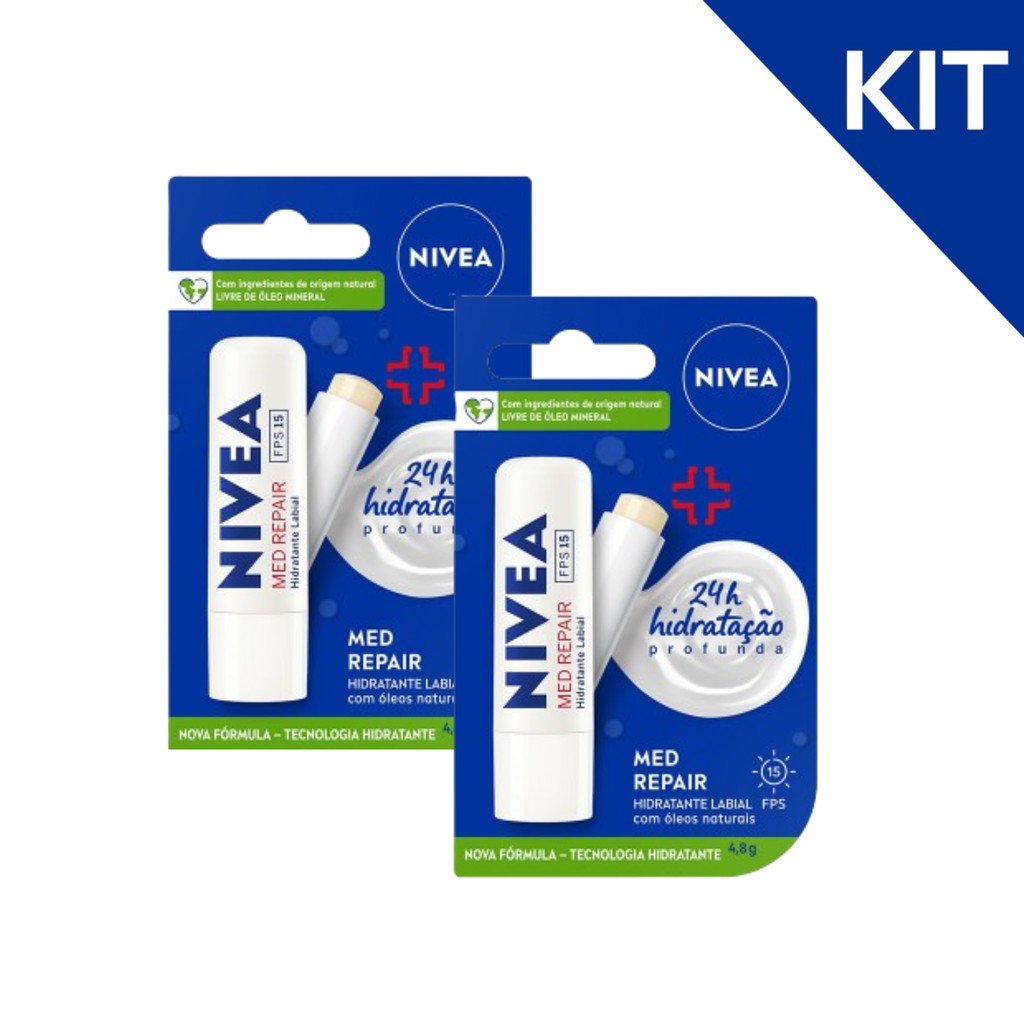 KIT Protetor Labial Med Repair FPS15 4,8g – 2 unidades NIVEA