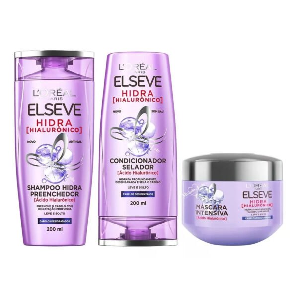 Kit Shampoo + Condicionador + Máscara Hidra Hialurônico Elseve