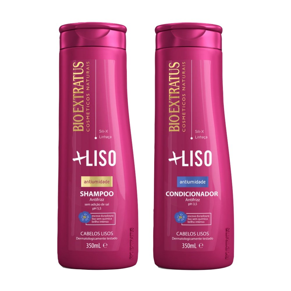 Kit Shampoo e Condicionador +Liso Bio Extratus – 350mL Cabelo Liso