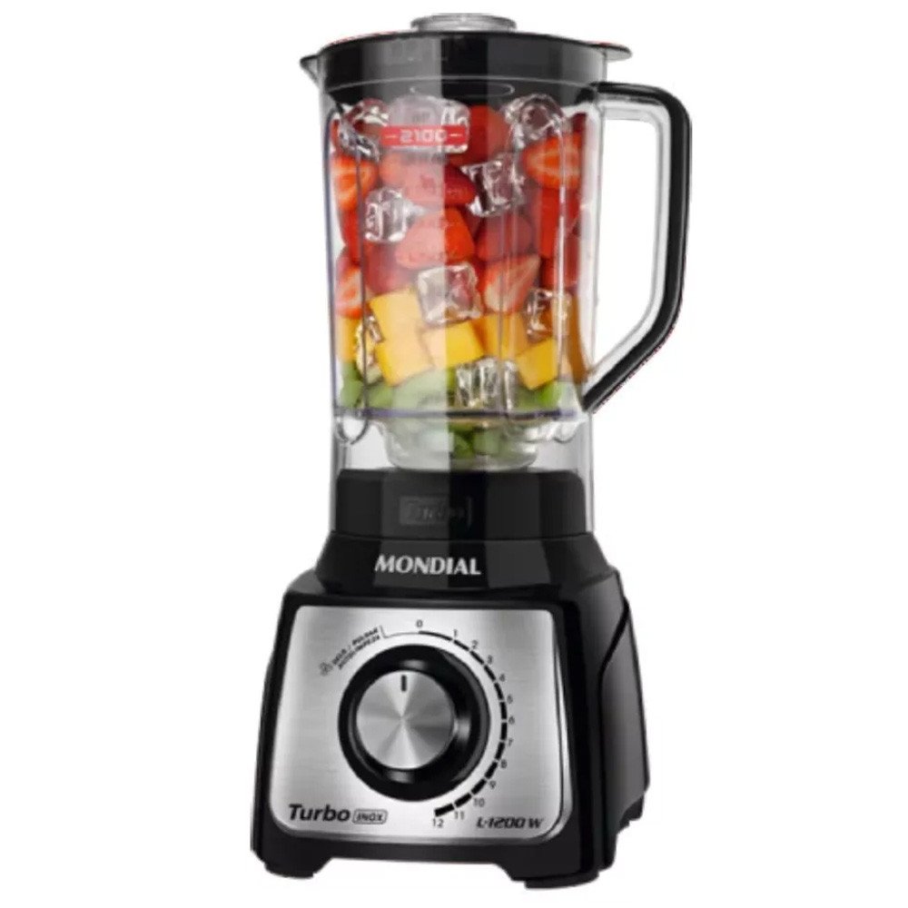 Liquidificador Mondial Turbo 1200W 3L Inox L-1200 Preto 110V